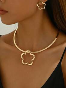 1 Bộ vòng cổ và hoa tai rỗng thời trang tối giản - Nhiều màu - Xem 4