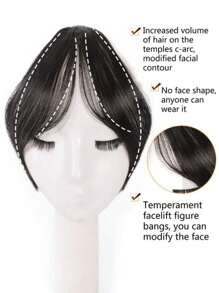 Diadema-peluca para mujeres, cabello de simulación natural en la frente, flequillo de aire de ocho caracteres, sin rastro, ligero y delgado, flequillo falso francés. Peluca de flequillo sintético para mujeres con flequillo lateral natural, esponjoso y con flequillo volador.