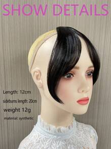 Diadema-peluca para mujeres, cabello de simulación natural en la frente, flequillo de aire de ocho caracteres, sin rastro, ligero y delgado, flequillo falso francés. Peluca de flequillo sintético para mujeres con flequillo lateral natural, esponjoso y con flequillo volador.