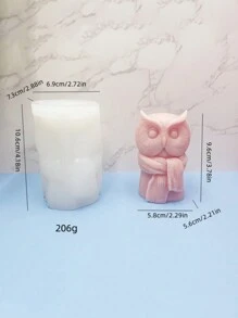 1 件猫头鹰围巾形硅胶蜡烛模具 DIY 蜡融化家居装饰香薰石扩散器配件 - 白色 - 查看 2