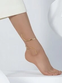 CHOSHILAR 1 pièce Bracelet de cheville vintage en forme de S ajustable pour femmes, en laiton, design unique, polyvalent pour une utilisation quotidienne, convient comme cadeau pour la Fête des Mères, la Fête des Enseignants, la Saint-Valentin