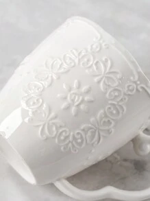 1 Set Of 4pcs 250ml European Style Embossed Butterfly Mugs, Ceramic Milk Tea Cups, Minimalist Creative Breakfast, Coffee Cups, Iced Tea Cups, Ideal For Families, Schools, Holidays - White - View 9