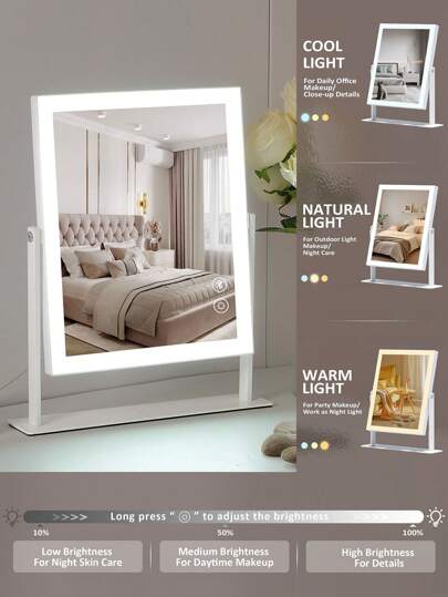 FENCHILIN Makeup Spiegel Bluetooth Player, Dressing LED Lights, Desk, Bedroom Can Mirror, Wit 25cm 30cm view 4