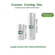 2 Rolls Of Different Size Combination Of 5 Meters Vacuum Sealing Bag, Reusable, Seven Layers Co-Extruded Diamond Pattern Vacuum Film Bag, Vacuum Preservation Bag, Food Packaging Bag, Kitchen Supplies - White - View 20