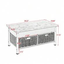 Metal Coffee Table,Desk,With A Lifting Table,And Hidden Storage Space.There Were Two Removable Wicker Baskets That Could Be Placed In Any Space Such As The Living Room,Color:Brownwith Solid Wood Grain - 棕色+鋼色 - 查看 9