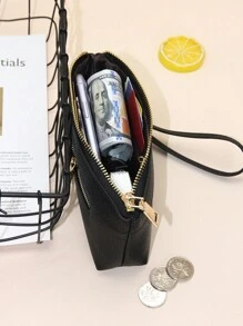 时尚多用途双拉链手拿钱包圣诞礼物感恩节礼物复古腕带钥匙扣钱包礼物钱包女士钱包女士钱包钱包 - 黑色 - 查看 3