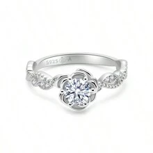 1 Chiếc Nhẫn Đính Hôn Thời Trang Tinh Tế Bằng Bạc Sterling S925 0,5 Carat Moissanite Rhinestone Hoa Hồng Trắng Thời Trang Cho Nữ, Nhẫn Cầu Hôn Trang Sức Cho Nữ, Quà Kỷ Niệm Ngày Lễ Tình Nhân, Quà Tặng Tốt Nhất Cho Đối Tác Hoặc Bạn Bè Ngày Lễ Tình Nhân - Bạc - Xem 2