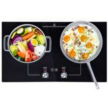 Advwin Electric Cooktop, 2 Burner Knob Control Plug In Built-In Ceramic Electric Stove Top With Child Safty Lock & Timer & Over-Temperature Protection & 10 Power Setting, 1800W, 110v (2 Burners) - View 2
