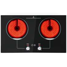 Advwin Electric Cooktop, 2 Burner Knob Control Plug In Built-In Ceramic Electric Stove Top With Child Safty Lock & Timer & Over-Temperature Protection & 10 Power Setting, 1800W, 110v (2 Burners) - View 7