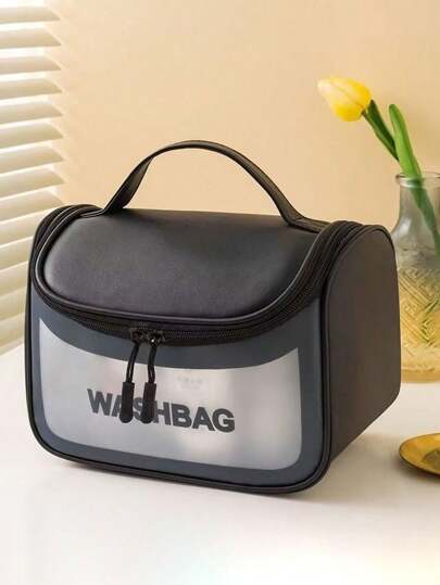 字母图案黑色化妆包，防水透明化妆包，大容量便携式洗漱旅行收纳包，化妆包，护肤包，洗漱包，男女通用防水化妆包，旅行配件，邮轮用品，宿舍用品，伴娘礼物，母亲节礼物，生日礼物，朋友老师礼物，家居装饰，浴室卧室客厅浴室收纳，圣诞礼物，收纳袋，旅行，女士旅行必备礼物，收纳袋，手拿包/小手提包，化妆品收纳盒，化妆品整理盒，收纳袋，刷子收纳袋，迷你收纳袋，大容量收纳袋，女士礼物，圣诞礼物，女士礼物创意