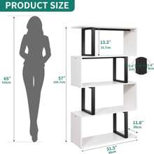 5-Tier Bookcase, Bookshelves And Shelving Units, Modern Freestanding Multifunctional Decorative Storage Shelving For Bedroom Living Room Home Office, S-Shaped Bookshelf, 30X80X145CM (White) - White - View 2