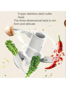 Electric Garlic Chopper, Portable Mini Vegetable Chopper, 350ml Garlic Grinder, Onion Chopper, Vegetable Blender, Cordless Food Processor For Ginger, Pepper, Fruit, Meat Etc, Fruit And Vegetable Tools, Kitchen Gadgets, Cutter, Food, Salad, Decoration, Storage, Party, Birthday. - 白色 - 查看 2