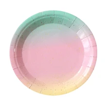 10pcs Rainbow Party Decorations Pastel Rainbow And Gold Paper Plates Napkins Dinnerware For Pastel Rainbow Birthday Party Bridal Shower Picnic And Other Party Supplies - Multicolor - View 8