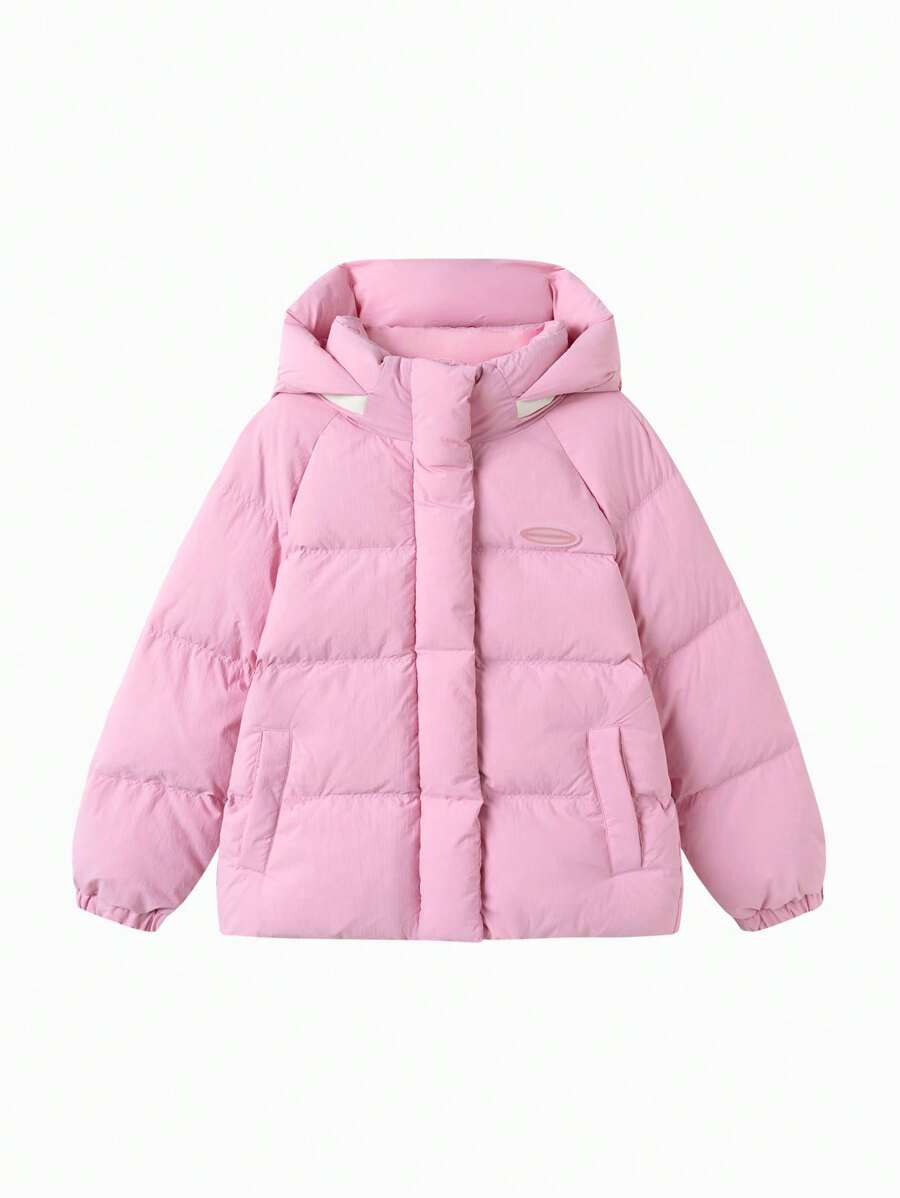 Balabala Girls' Short Down Jacket, Hooded, New Warm Style For Winter 2024 - Hot Pink - View 1