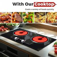 Advwin Electric Cooktop, 2 Burner Knob Control Plug In Built-In Ceramic Electric Stove Top With Child Safty Lock & Timer & Over-Temperature Protection & 10 Power Setting, 1800W, 110v (2 Burners) - View 5