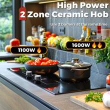 Advwin Electric Cooktop, 2 Burner Knob Control Plug In Built-In Ceramic Electric Stove Top With Child Safty Lock & Timer & Over-Temperature Protection & 10 Power Setting, 1800W, 110v (2 Burners) - View 3