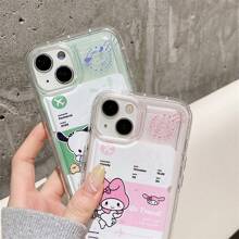 Sanrio 1pc Creative Tags Vliegticket Apple 15 Telefoonhoesje Compatibel met Iphone 14promax Pacha Hond Schattig 13 Schattig Kaartje Geventileerd Telefoonhoesje, Geschikt voor Meerdere Modellen, All-Round Bescherming, Modieus Ontwerp, Eenvoudig Laden En Lossen