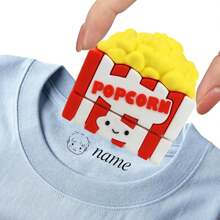[Custom]1pc Personalized Name Stamp For Clothing Waterproof Custom Stamp Fabric Stamp Self-Inking Clothing Stamp 36 Patterns 4 Style,Happy Food Engraving" Children's Clothing Name Stamp Set With Integrated Ink Pad, Durable PE Material, English Inscription - Glue Dripping Process, Includes Burger, Fries, Juice Box Shapes,English Lettering,Back To School Seasons - Juice - View 15