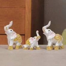 3pcs Family Of Three Elephant Resin Craft Decoration Best Gifts Birthday - Silver - View 5
