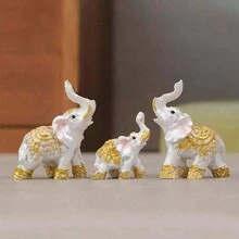3pcs Family Of Three Elephant Resin Craft Decoration Best Gifts Birthday - Silver - View 4