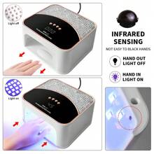 LIMEGIRL Lampu Kuku LED Profesional, Lampu Kuku UV Cocok untuk Manikur Gel, Lampu Kuku LED dengan 4 Mode Pengaturan Waktu, Lampu Kuku Gel Dihiasi dengan Rhinestone Berkilau dan Trim Emas Mawar, Cocok Sebagai Hadiah Liburan untuk Ibu dan Pacar - Putih - View 4