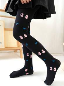 2 件儿童卡通印花舞蹈紧身裤，多功能连体裤 - 黑色 - 查看 7