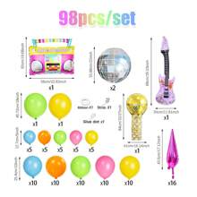 98pcs/Set 80s Music Theme Balloon Garland Arch Set, Suitable For 80s 90s Disco Birthday Party, Rock Theme, Graduation Prom Decoration, Hip Hop Pop Karaoke Party Decoration - Multicolor - View 3