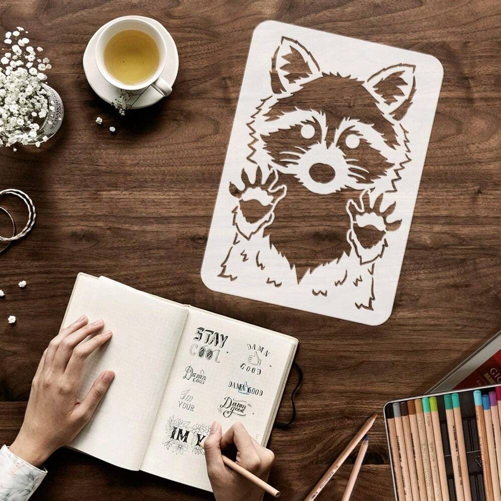 1pc Raccoon Stencil 11.7x8.3inch Reusable Raccoon Painting Template
