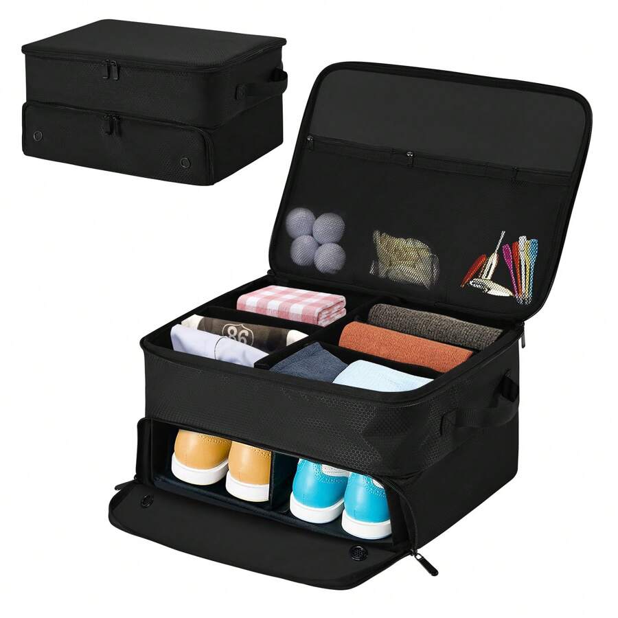 WildFun Golf Accessory Organiser & Travel Bag – 5-Compartment Ventilated Storage, Built-In Shoe Organiser | Ideal Gift For Golf Enthusiasts (For Men's Golf Gear)