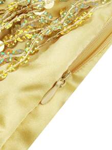 Women Sequined Fringe Skirt, Glitters Elastic Waist Miniskirt, Mini Skirt For Dance, Rave Party, Black/Silver/Gold/Red