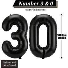 40 inch zwarte Jumbo digitale folieballon voor verjaardags- en feestdecoratie, verjaardagsbenodigdheden (cijfers 0-9), Kerstmis