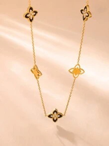 2 bộ trang sức vòng tay & vòng cổ đính đá Zirconia bốn lá bán chạy nhất của MiDuoDuo, phụ kiện dự tiệc thiết kế độc đáo dành cho phụ nữ và bạn bè - Bộ vòng tay và dây chuyền hoa bốn lá - Xem 10