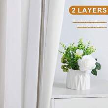 DWCN 2pcs Layered Curtains For Living Room Blackout And Sheer Curtains Grommet Top Window Curtains With Sheer Overlay For Bedroom - 象牙 - 查看 5
