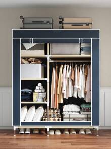 1pc Portable Large Capacity Fabric Wardrobe, Modern Minimalist Style, Metal Frame Structure, Easy Assembly, Detachable Organizer, Suitable For Bedroom, Home, Apartment And Various Scenarios