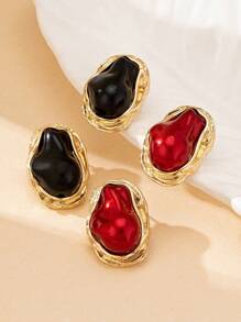 1 Pair Asymmetric Fashion Pearl Drop Earrings, Elegant & Vintage Style For Women - Red - View 3