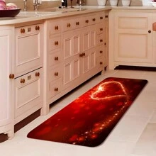 1/2pcs Abstract Heart Shaped Kitchen Mat, Seasonal Valentine's Day Anniversary Wedding Holiday Low-Key Floor Mats, Suitable For Home Kitchen