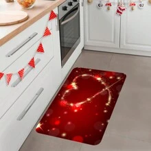 1/2pcs Abstract Heart Shaped Kitchen Mat, Seasonal Valentine's Day Anniversary Wedding Holiday Low-Key Floor Mats, Suitable For Home Kitchen