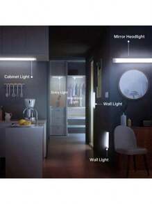 50CM Wireless LED Light Smart Sensor Wardrobe Bedroom Convenience USB Charging - trắng - Xem 5