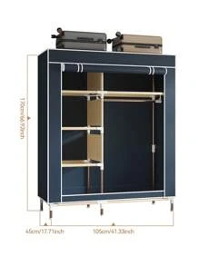 1pc Portable Large Capacity Fabric Wardrobe, Modern Minimalist Style, Metal Frame Structure, Easy Assembly, Detachable Organizer, Suitable For Bedroom, Home, Apartment And Various Scenarios