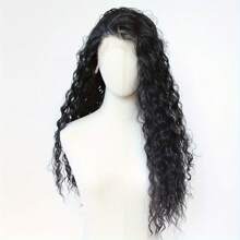 Deep Curly Synthetic Lace Front Wig 13x4 Pre Plucked Hairline 180% Density Heat Resistant Fiber Basic Style Suitable For All - Black - View 1