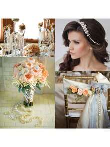 196,85 inch Mode Ornament Ambachten Kunst Witte Parel Kralen Garland, Decoratieve Parels, Mooie Elegante Witte Parelstrengen Spoel Parelsnoer Kralenrol Parel Garland Voor Bruiloft Feest Verjaardag Sieraden Accessoires Bruiloft Verjaardag Feest Decoratie DIY Ambachten Taartdecoratie Taarttopper Taartdecoraties Taartdecoratie Taartdecoratie Gereedschap