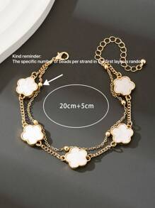 1 Stück Glücksklee Charm Business Lässig Herren Armband, geeignet für den täglichen Gebrauch, Dates, Geschenke (die Perlenanzahl in der ersten Lage variiert zufällig) - Weiss - Übersicht 5