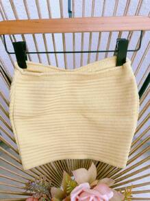 Cropped Strapless Summer Women's Fashion - Màu vàng - Xem 2