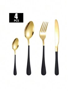 Bộ dao kéo bằng thép không gỉ Giáng sinh 4/16/24 món, bao gồm dao bít tết, nĩa ăn tối, thìa, thìa tráng miệng, thích hợp cho gia đình, nhà hàng, tiệc tùng, đám cưới, quà tặng ngày lễ trang trí nhà quà tặng năm mới - Nhiều màu - Xem 3