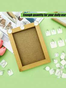 30 piezas de ganchos de acero inoxidable para colgar cuadros - soportes adhesivos para montaje en la pared, sin necesidad de clavos, acabado pulido, fácil de instalar, para marcos de fotos, obras de arte y decoración del hogar - juego resistente de ganchos adhesivos para colgar cuadros - Blanco - Ver 8