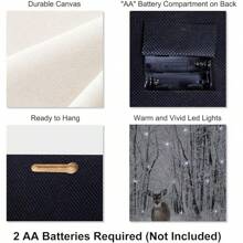 Canvas Wall Art Prints Light Up Cardinal And Berries Artwork Winter Scene Picture For Holiday Decor