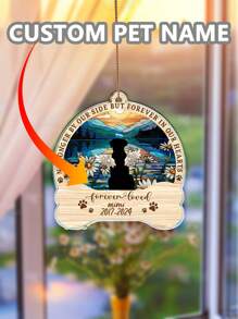 个性化亚克力捕光宠物纪念饰品可定制捕光牌匾，具有独特的设计，包括心形轮廓、爪印和风景背景，可定制宠物的名字和年份，作为真挚的纪念品，用美丽的纪念装饰来纪念您心爱的宠物，是珍贵回忆和持久敬意的完美选择 - 彩色 - 查看 8