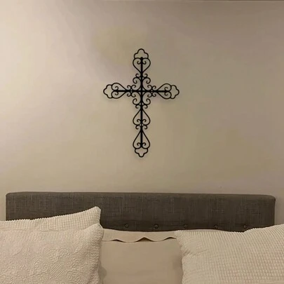 1/3pcs Set Modern Cross Line Design Metal Wall Decor, Contemporary Art Style Indoor Decoration Symbol, Hanging Bathroom Decor, Wall Mounted Iron Art Ornament, For Home Decoration