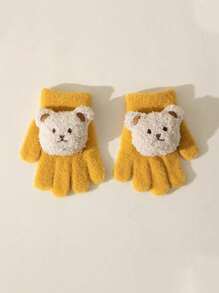 1 双儿童熊猫卡通水貂毛针织手套 - 1Pair - 查看 20