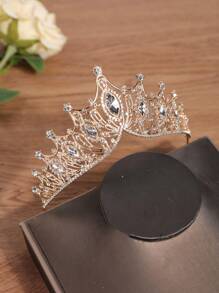 1pc Girls' Christmas Rhinestone Crown Headband, Glamorous & Shiny